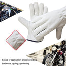 1 Pair Thickened Warm Riding Genuine Leather Gloves, Size: XL(White)