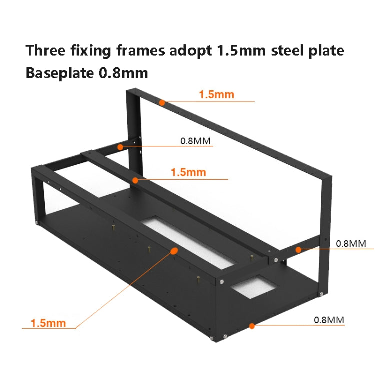 GR-8K605 Open Chassis 6 Card 8 Card Fixed Bracket(Black )