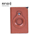 Lizard Pattern RFID Anti-Theft Card Holder With Tracker Hole For Airtag(Brown)