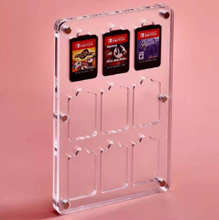 9 Grid Transparent Crystal Magnetic Game Card Storage Box For Switch
