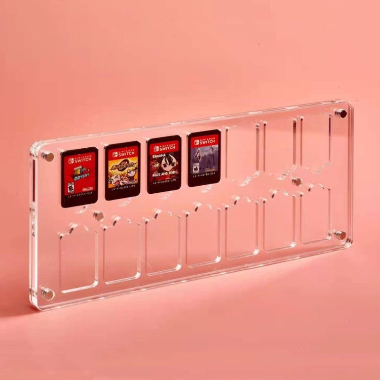14 Grid Transparent Crystal Magnetic Game Card Storage Box For Switch