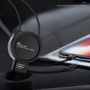 SUMI-TAP SLCC-001 Car Charger with 8 Pin + Micro USB + USB-C / Type-C Retractable Cable, Model: USB Type (Black)