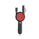SUMI-TAP SLCC-001 Car Charger with 8 Pin + Micro USB + USB-C / Type-C Retractable Cable, Model: USB Type (Red)