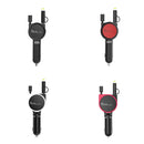SUMI-TAP SLCC-001 Car Charger with 8 Pin + Micro USB + USB-C / Type-C Retractable Cable, Model: USB Type (Red)