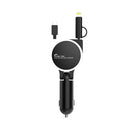 SUMI-TAP SLCC-001 Car Charger with 8 Pin + Micro USB + USB-C / Type-C Retractable Cable, Model: Folding Type (Black)