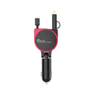 SUMI-TAP SLCC-001 Car Charger with 8 Pin + Micro USB + USB-C / Type-C Retractable Cable, Model: Folding Type (Red)