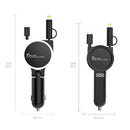 SUMI-TAP SLCC-001 Car Charger with 8 Pin + Micro USB + USB-C / Type-C Retractable Cable, Model: Folding Type (Red)