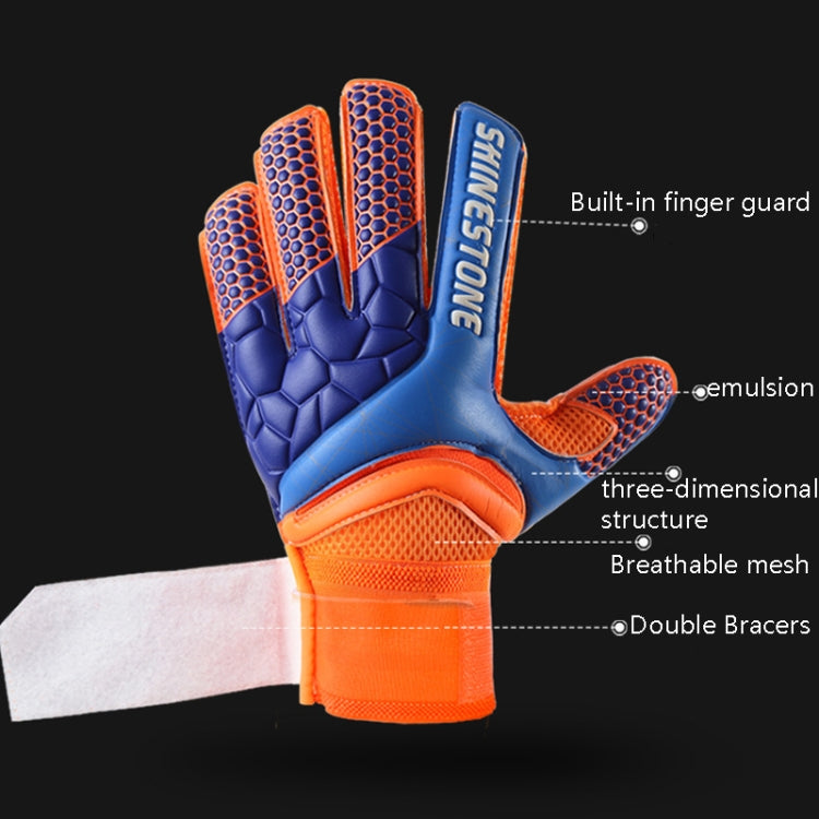SHINESTONE ST915 1 Pair Finger Guards Thick Latex Goalkeeper Gloves, Size: 5(Blue)