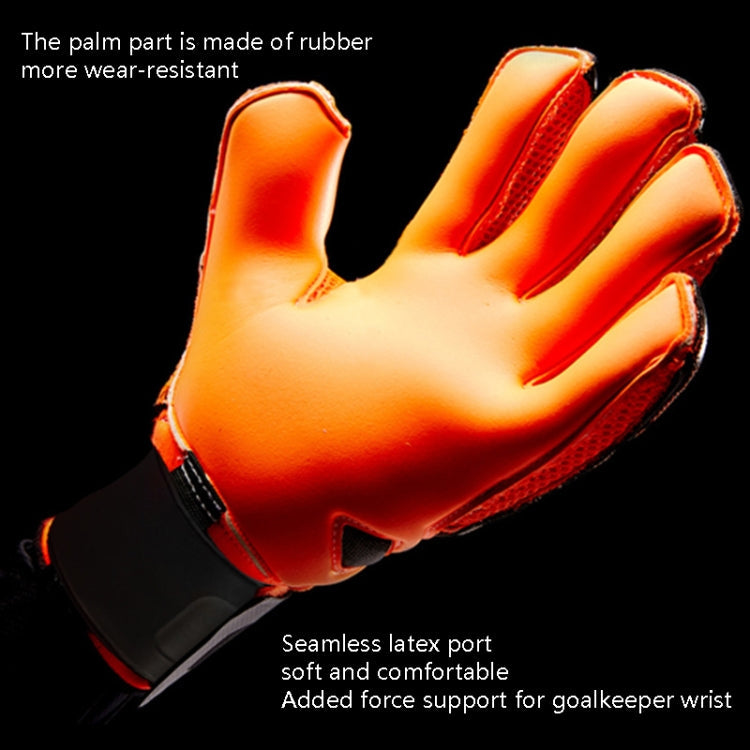 Ailsports ST5511 1 Pair Goalkeeper Thicken Latex Fingers Protection Gloves, Size: 5(Orange)
