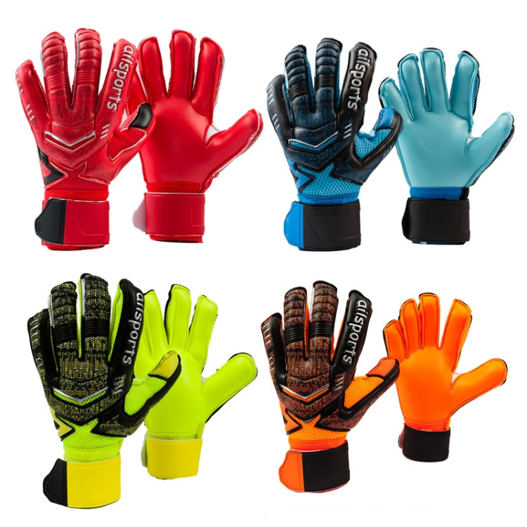 Ailsports ST5511 1 Pair Goalkeeper Thicken Latex Fingers Protection Gloves, Size: 7(Blue)