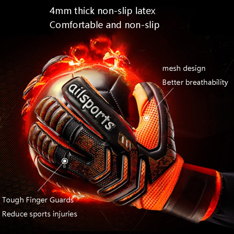 Ailsports ST5511 1 Pair Goalkeeper Thicken Latex Fingers Protection Gloves, Size: 7(Blue)