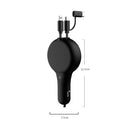 SUMI-TAP WDCC-003 Car Charger with 8 Pin + Micro USB + USB-C / Type-C Retractable Cable(Black)