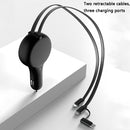 SUMI-TAP WDCC-003 Car Charger with 8 Pin + Micro USB + USB-C / Type-C Retractable Cable(Black)