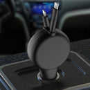 SUMI-TAP WDCC-003 Car Charger with 8 Pin + Micro USB + USB-C / Type-C Retractable Cable(Black)