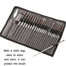 24 PCS/Set Canvas Bag Nylon Wool Gouache Brush Set(Pearl White Pole Black Bag)