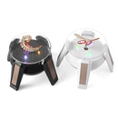 High-Footed UFO Solar 9cm 360 Rotating Display Stand Props Turntable(Gold Blue Light)