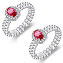 2 PCS J361 Vintage Ladies Inlaid Natural Pigeon Blood Redstone Ring(White Gold)