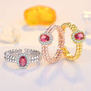 2 PCS J361 Vintage Ladies Inlaid Natural Pigeon Blood Redstone Ring(Golden)
