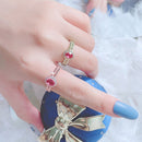 2 PCS J361 Vintage Ladies Inlaid Natural Pigeon Blood Redstone Ring(Golden)