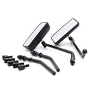 1 Pair HP-J009 Motorcycle Square Reversing Mirror(Black)