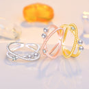 2 PCS J358 Ladies Fashion Pearl Index Finger Open Ring(Rose Gold)