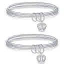 2 PCS Women Closed Solid Three Rings Bracelet, Size: Z104 62mm