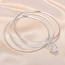 2 PCS Women Closed Solid Three Rings Bracelet, Size: Z104 62mm
