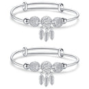 2 PCS Women Closed Solid Three Rings Bracelet, Size: Z102 Vella Adjustable