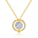 2 PCS A211 Ladies Moonlight Opal Pendant Clavicle Necklace(Golden With Chain)