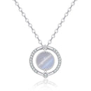 2 PCS A211 Ladies Moonlight Opal Pendant Clavicle Necklace(White Gold With Chain)