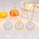 2 PCS A211 Ladies Moonlight Opal Pendant Clavicle Necklace(Golden With Chain)