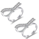 2 PCS J26 Bow Zirconia Open Adjustable Ladies Ring(White Gold)