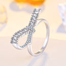 2 PCS J26 Bow Zirconia Open Adjustable Ladies Ring(White Gold)