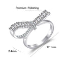 2 PCS J26 Bow Zirconia Open Adjustable Ladies Ring(White Gold)