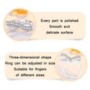 2 PCS J26 Bow Zirconia Open Adjustable Ladies Ring(White Gold)
