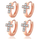 2 Pairs K25 Diamond Cross Ear Buckle Circle Stud Earrings(Rose Gold)