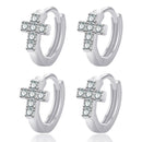 2 Pairs K25 Diamond Cross Ear Buckle Circle Stud Earrings(White Gold)