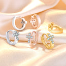 2 Pairs K25 Diamond Cross Ear Buckle Circle Stud Earrings(Rose Gold)