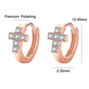 2 Pairs K25 Diamond Cross Ear Buckle Circle Stud Earrings(Rose Gold)