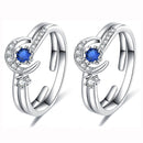 2 PCS J259 Ladies Romantic Star Moon Stacked Open Rings(Adjustable)