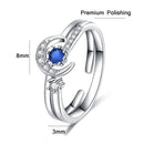 2 PCS J259 Ladies Romantic Star Moon Stacked Open Rings(Adjustable)