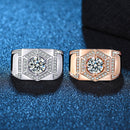 2 PCS J335 18K Men Faux Moissanite Carat Platinum Plated Diamond Ring(White Gold)