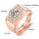 2 PCS J335 18K Men Faux Moissanite Carat Platinum Plated Diamond Ring(Rose Gold)
