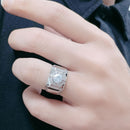 2 PCS J335 18K Men Faux Moissanite Carat Platinum Plated Diamond Ring(White Gold)