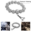 10mm Six Character Mantra Heart Sutra Thai Silver Bead Couple Bracelet