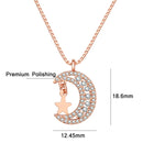 A206 Women Moon Star Micro Inlay Pendant Clavicle Necklace(Rose Gold With Chain)