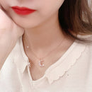 A206 Women Moon Star Micro Inlay Pendant Clavicle Necklace(Rose Gold With Chain)