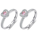 2 PCS J30 Heart-Shaped Full Circle Fancy Colored Diamond Opening Adjustable Ring(Platinum)