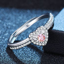 2 PCS J30 Heart-Shaped Full Circle Fancy Colored Diamond Opening Adjustable Ring(Platinum)