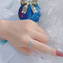 2 PCS J30 Heart-Shaped Full Circle Fancy Colored Diamond Opening Adjustable Ring(Platinum)